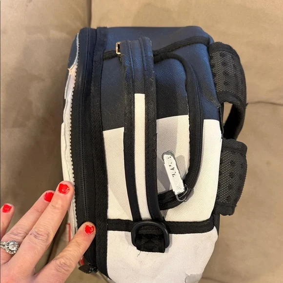 Sprayground Black and White Shark Backpack with Red Accents - Picture 4 of 7